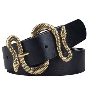 Serpent Snake Buckle Belt vegan Leather